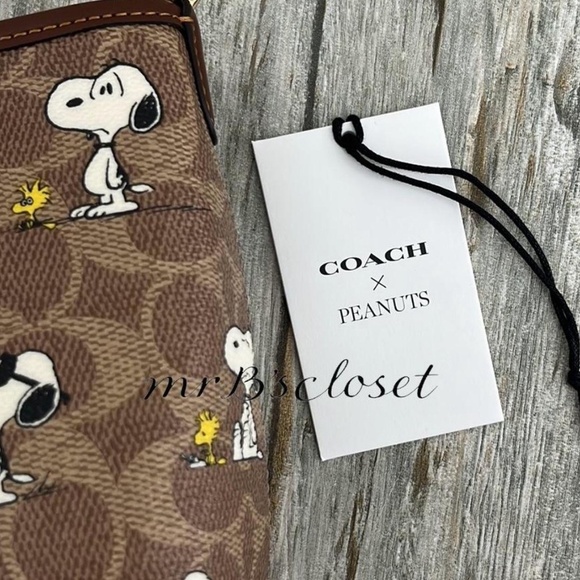 Coach X Peanuts City Mini Tote Bag In Signature Canvas With Snoopy Print Purse - Picture 3 of 8